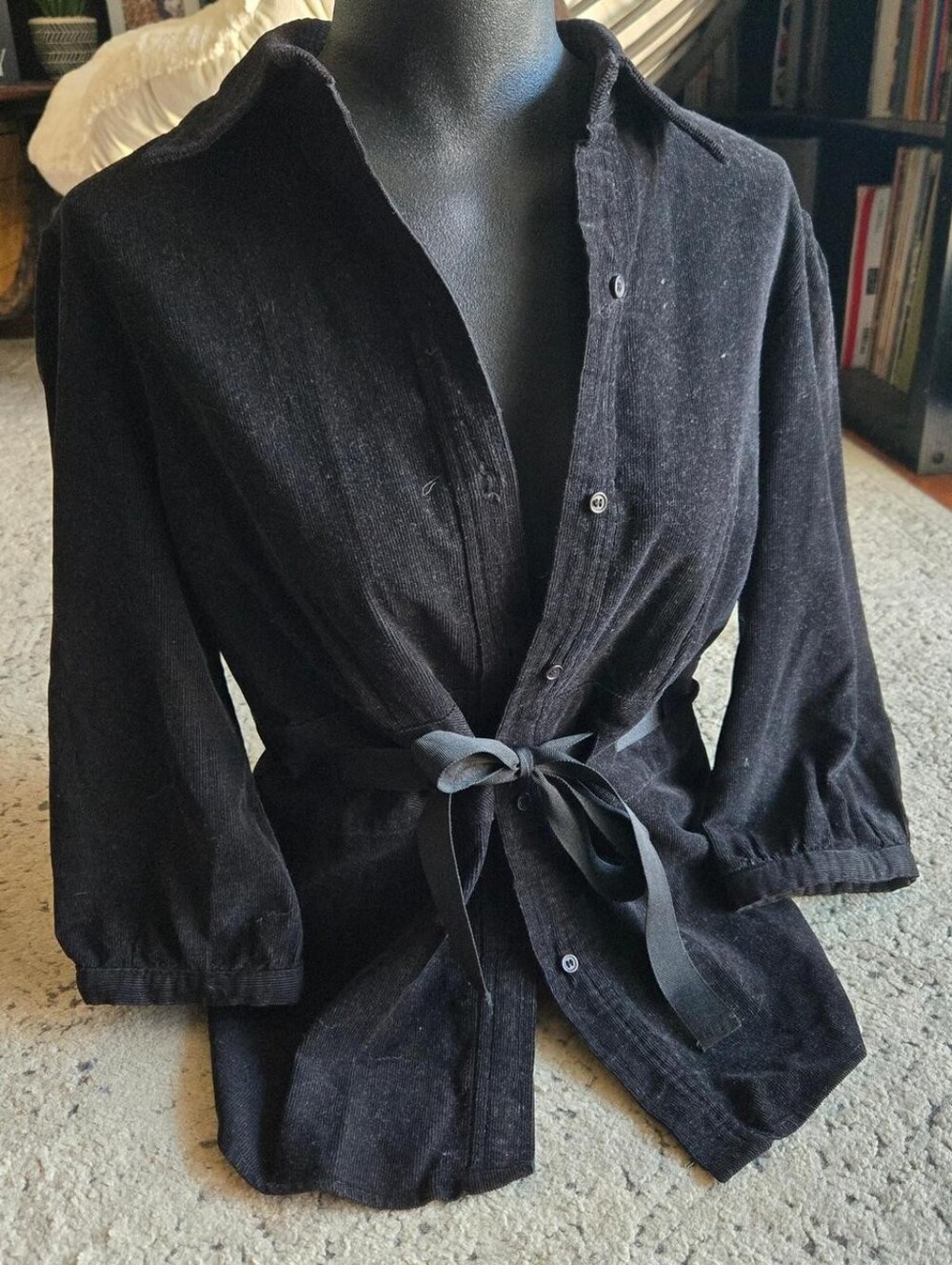 Vintage Belted Corduroy Button Up Shirt